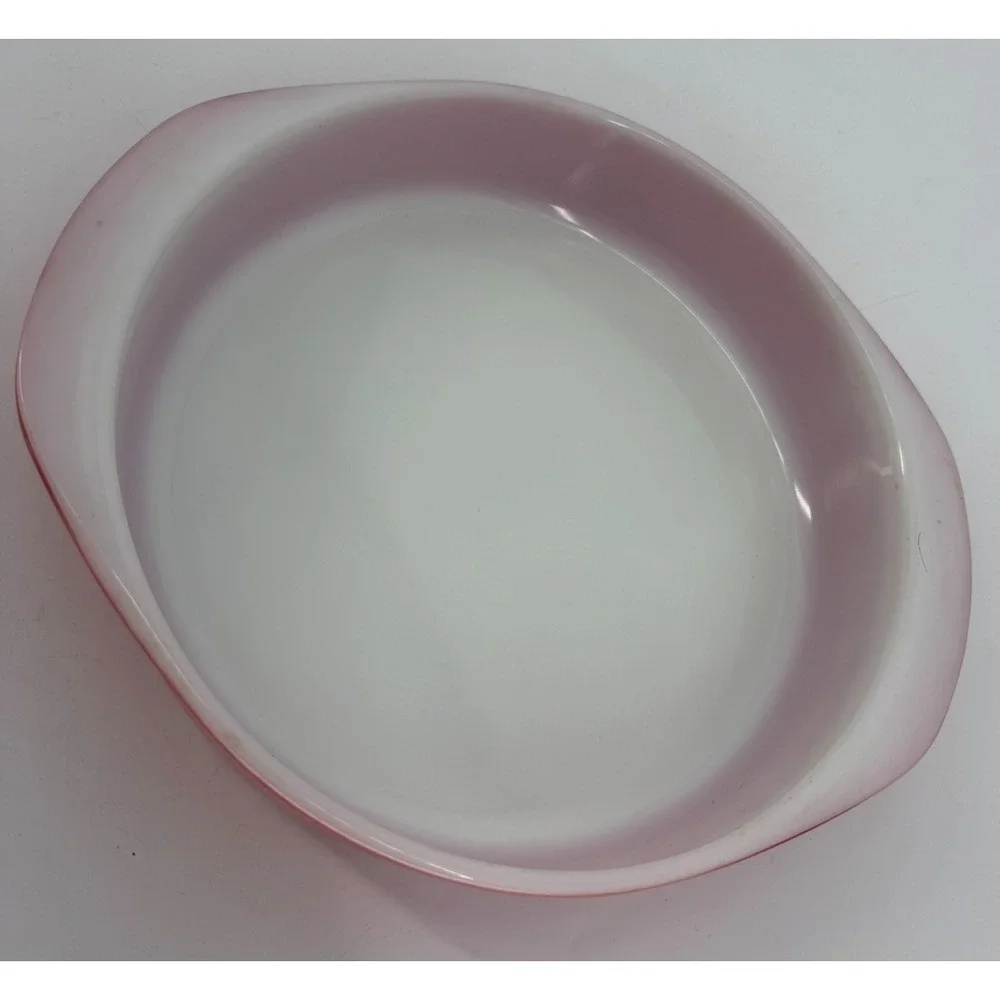 Vintage Pyrex Pink Milk Glass Baking Dish Round Casserole‎ Atomic MCM Ovenware